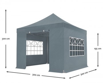 Easy up 3x3m grijs 30mm afmetingen 2